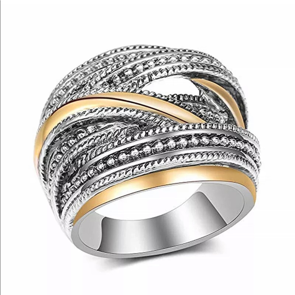 Gorgeous 925 gold&Silver Ring for Women Ring - Picture 1 of 2
